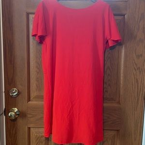 Bright red orange t shirt dress